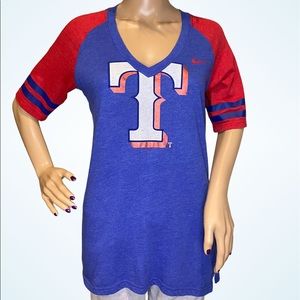 Nike MLB Texas Rangers Baseball Raglan Style Tee Shirt T-Shirt Size Large